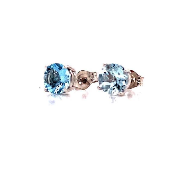 Natural Aquamarine Stud Earrings 14k White Gold 1.3 CTW Certified $950 113470 - Picture 12 of 13